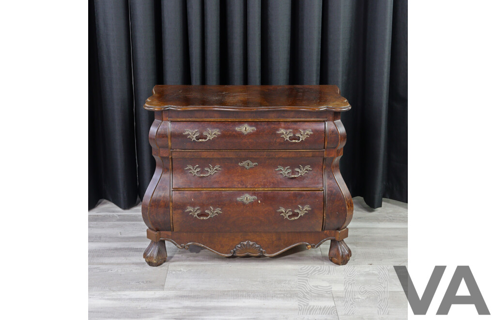 Reproduction Bombe Style Chest of Three Drawers