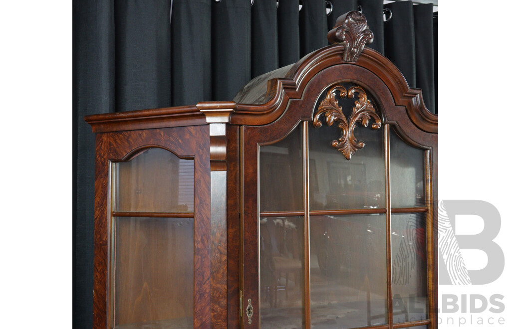 Reproduction Serpentine Front Two Piece Bookcase on Chest