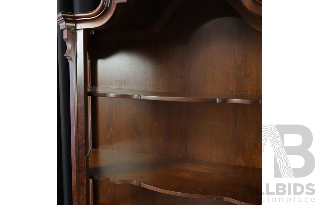 Reproduction Serpentine Front Two Piece Bookcase on Chest