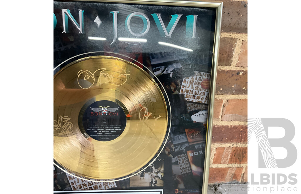 2008 #Bon Jovi #25周年記念 #サイン入 #ゴールドLPパネル BONJOVI