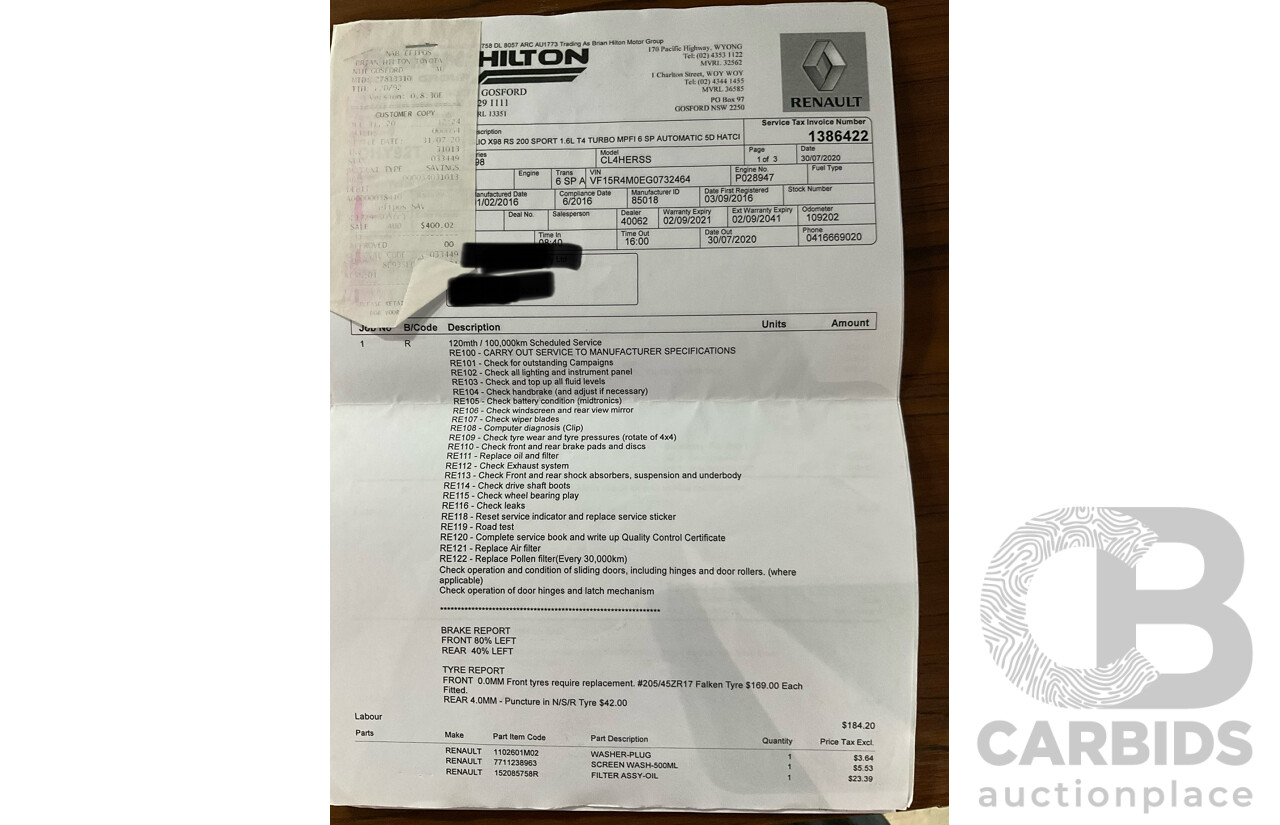 06/2016 Renault Clio R.S. 200 SPORT FWD X98 5D Hatchback Liquid Yellow Metallic Turbo 1.6L