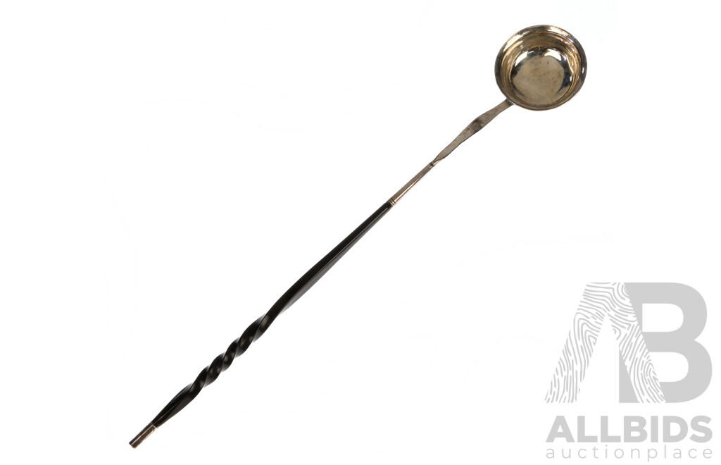 Antique Old Sheffield Silver Plate Toddy Ladle with Baleen Twist Handle