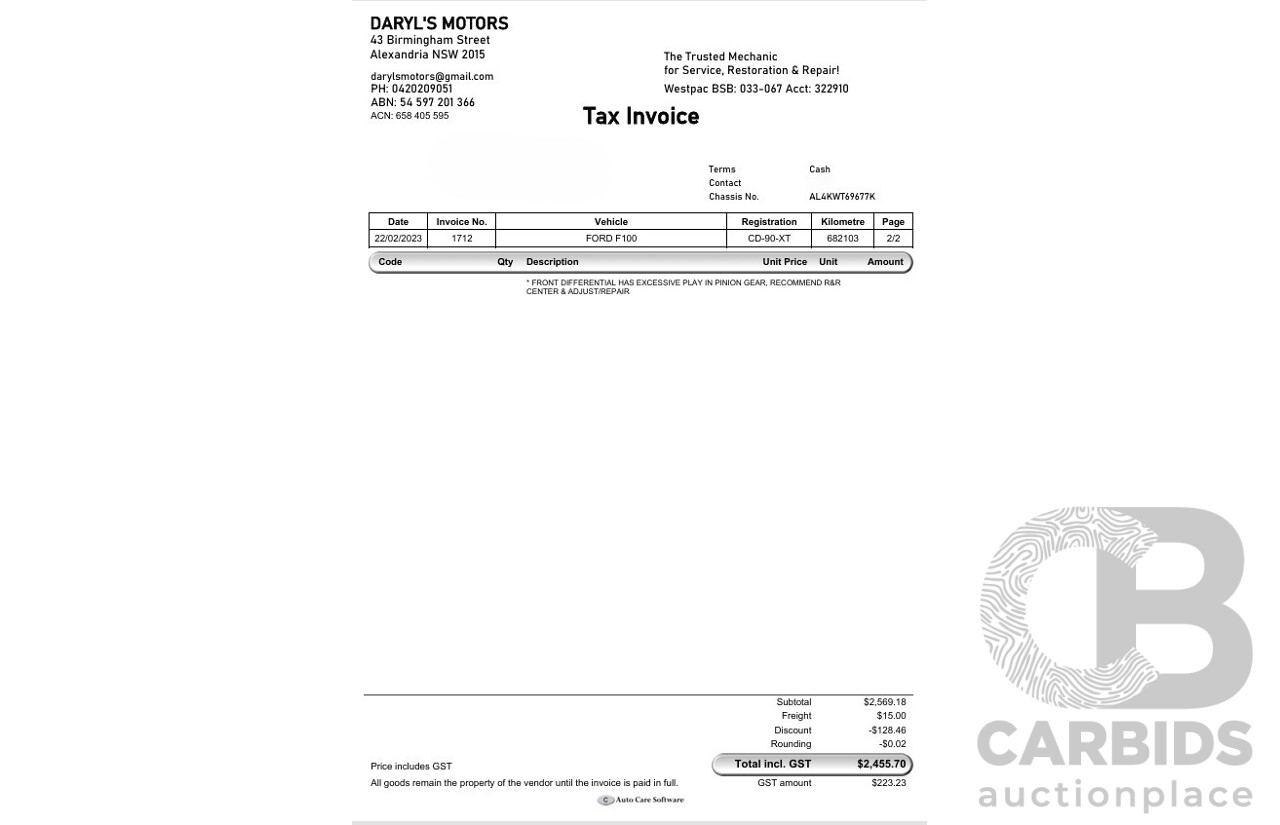 1/1979 Ford F100 Custom (4x4) Utility Tangerine Orange V8 5.8L