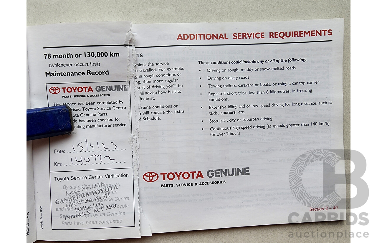 4/2010 Toyota Rav4 CV (4x4) ACA33R 08 UPGRADE 4d Wagon Silver Or Chrome 2.4L