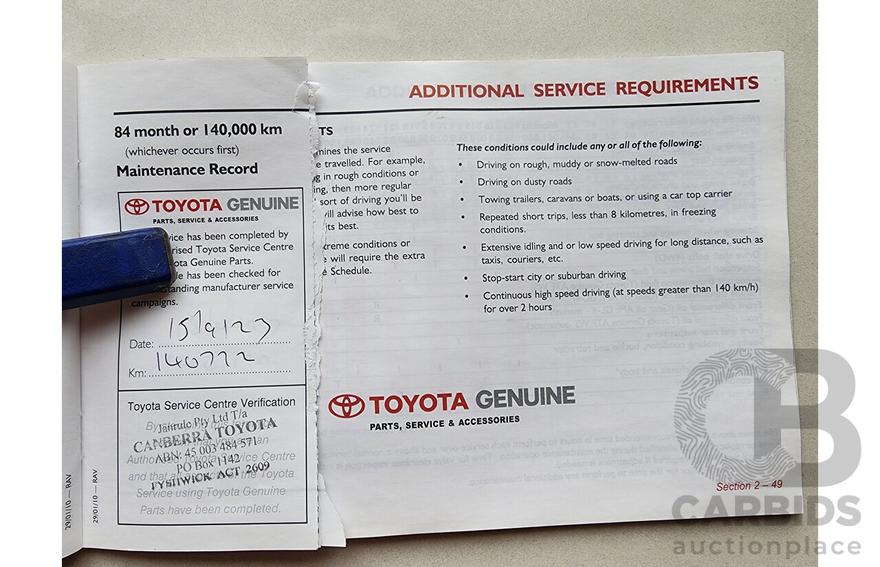 4/2010 Toyota Rav4 CV (4x4) ACA33R 08 UPGRADE 4d Wagon Silver Or Chrome 2.4L