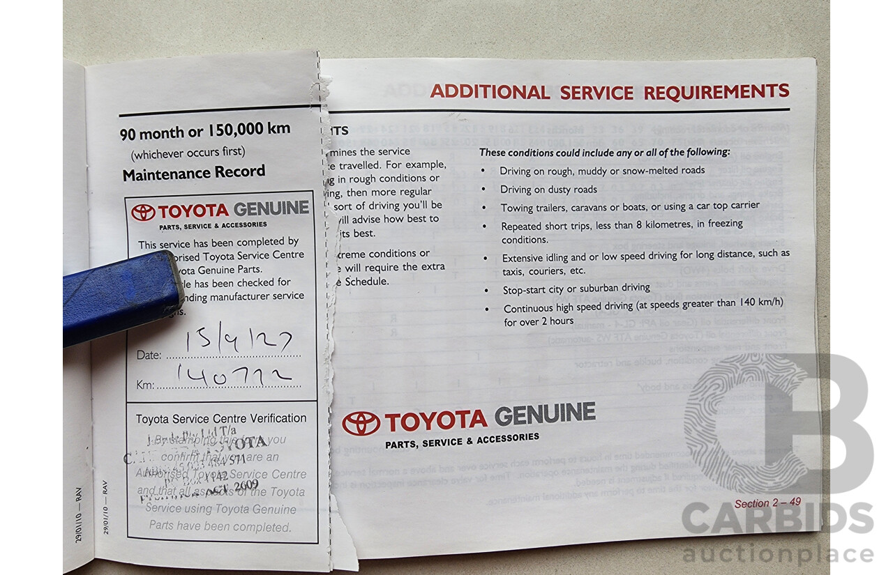 4/2010 Toyota Rav4 CV (4x4) ACA33R 08 UPGRADE 4d Wagon Silver Or Chrome 2.4L