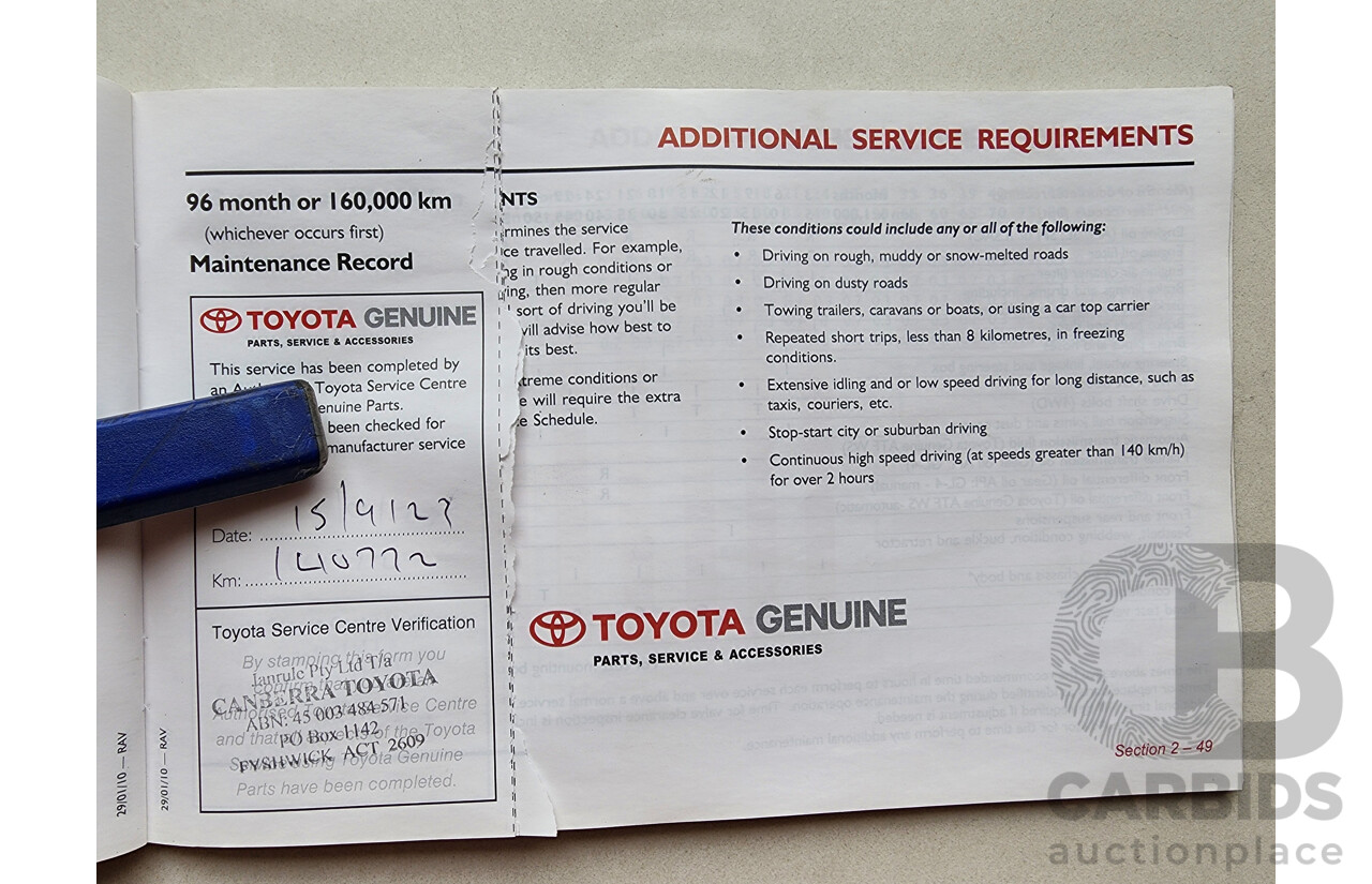 4/2010 Toyota Rav4 CV (4x4) ACA33R 08 UPGRADE 4d Wagon Silver Or Chrome 2.4L