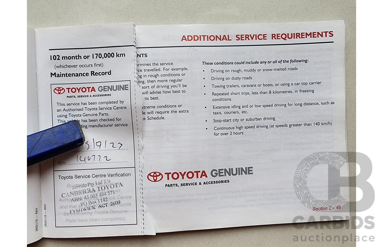 4/2010 Toyota Rav4 CV (4x4) ACA33R 08 UPGRADE 4d Wagon Silver Or Chrome 2.4L