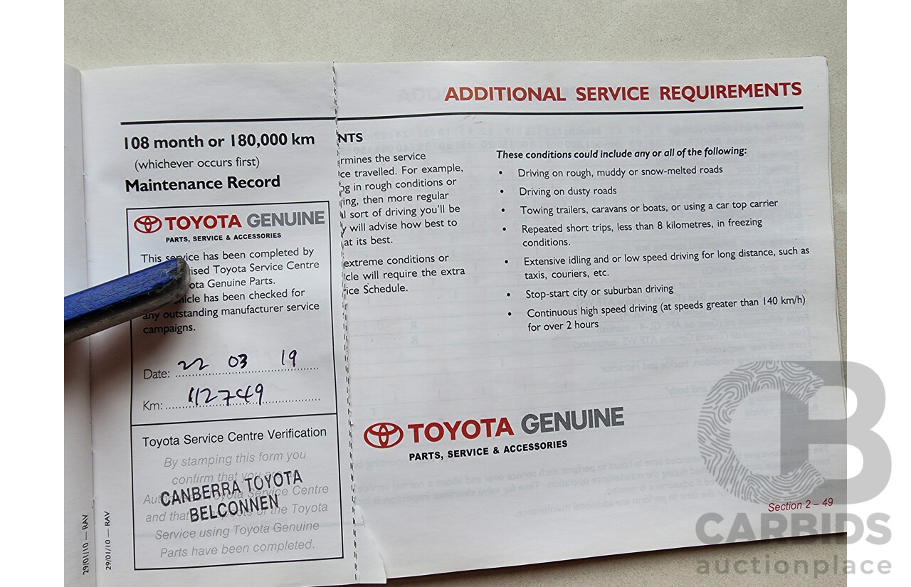 4/2010 Toyota Rav4 CV (4x4) ACA33R 08 UPGRADE 4d Wagon Silver Or Chrome 2.4L