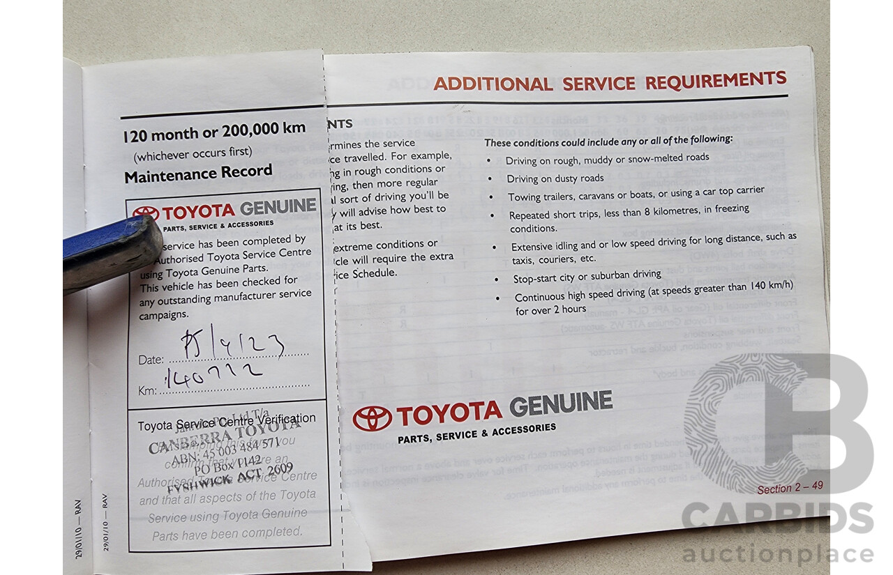 4/2010 Toyota Rav4 CV (4x4) ACA33R 08 UPGRADE 4d Wagon Silver Or Chrome 2.4L