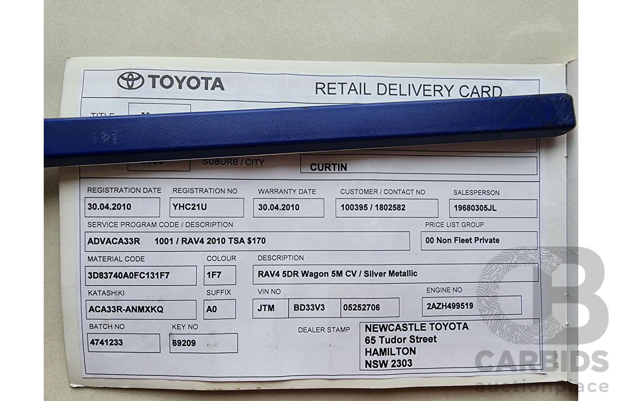 4/2010 Toyota Rav4 CV (4x4) ACA33R 08 UPGRADE 4d Wagon Silver Or Chrome 2.4L