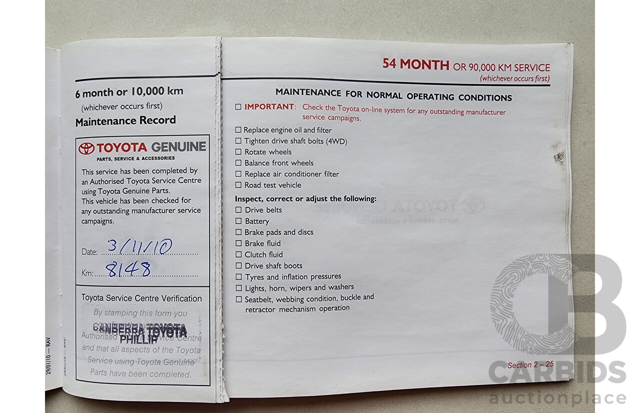 4/2010 Toyota Rav4 CV (4x4) ACA33R 08 UPGRADE 4d Wagon Silver Or Chrome 2.4L