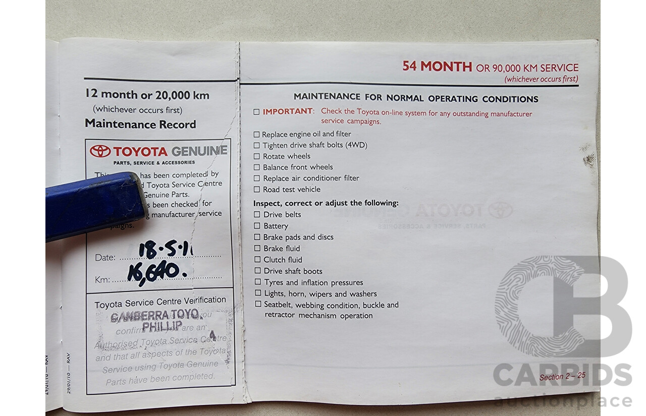 4/2010 Toyota Rav4 CV (4x4) ACA33R 08 UPGRADE 4d Wagon Silver Or Chrome 2.4L