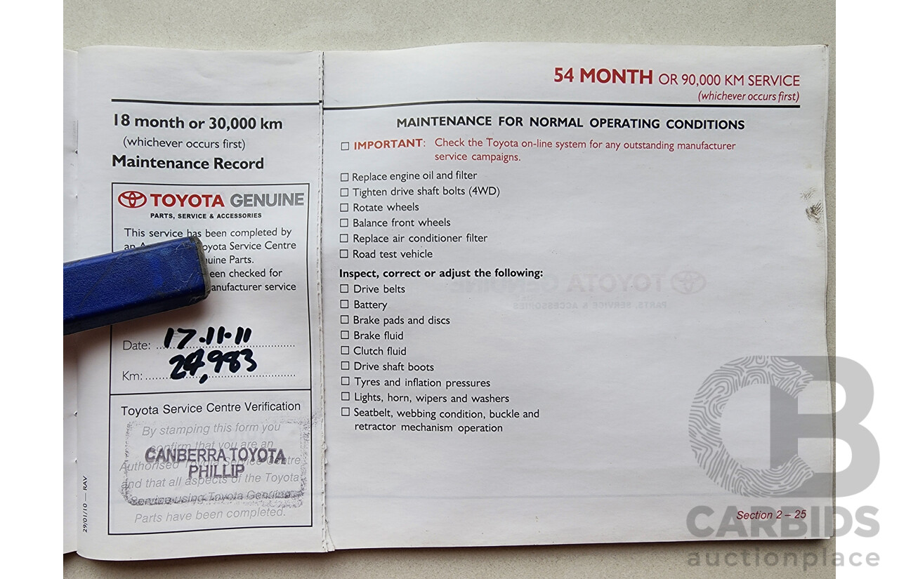 4/2010 Toyota Rav4 CV (4x4) ACA33R 08 UPGRADE 4d Wagon Silver Or Chrome 2.4L