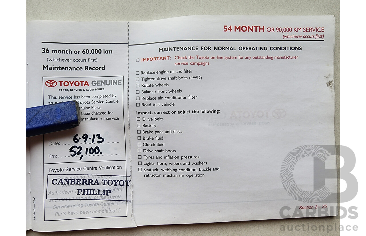 4/2010 Toyota Rav4 CV (4x4) ACA33R 08 UPGRADE 4d Wagon Silver Or Chrome 2.4L