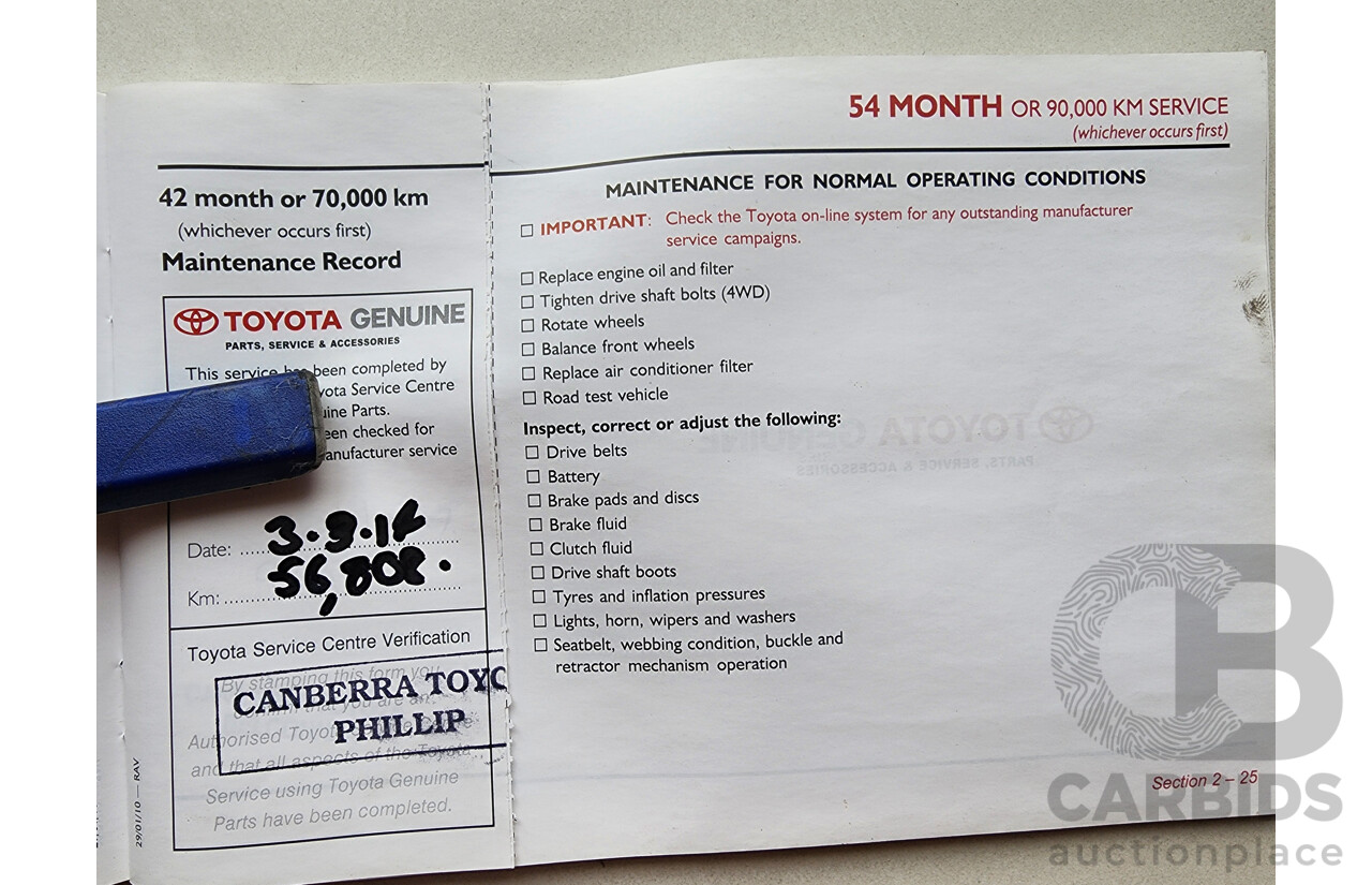 4/2010 Toyota Rav4 CV (4x4) ACA33R 08 UPGRADE 4d Wagon Silver Or Chrome 2.4L