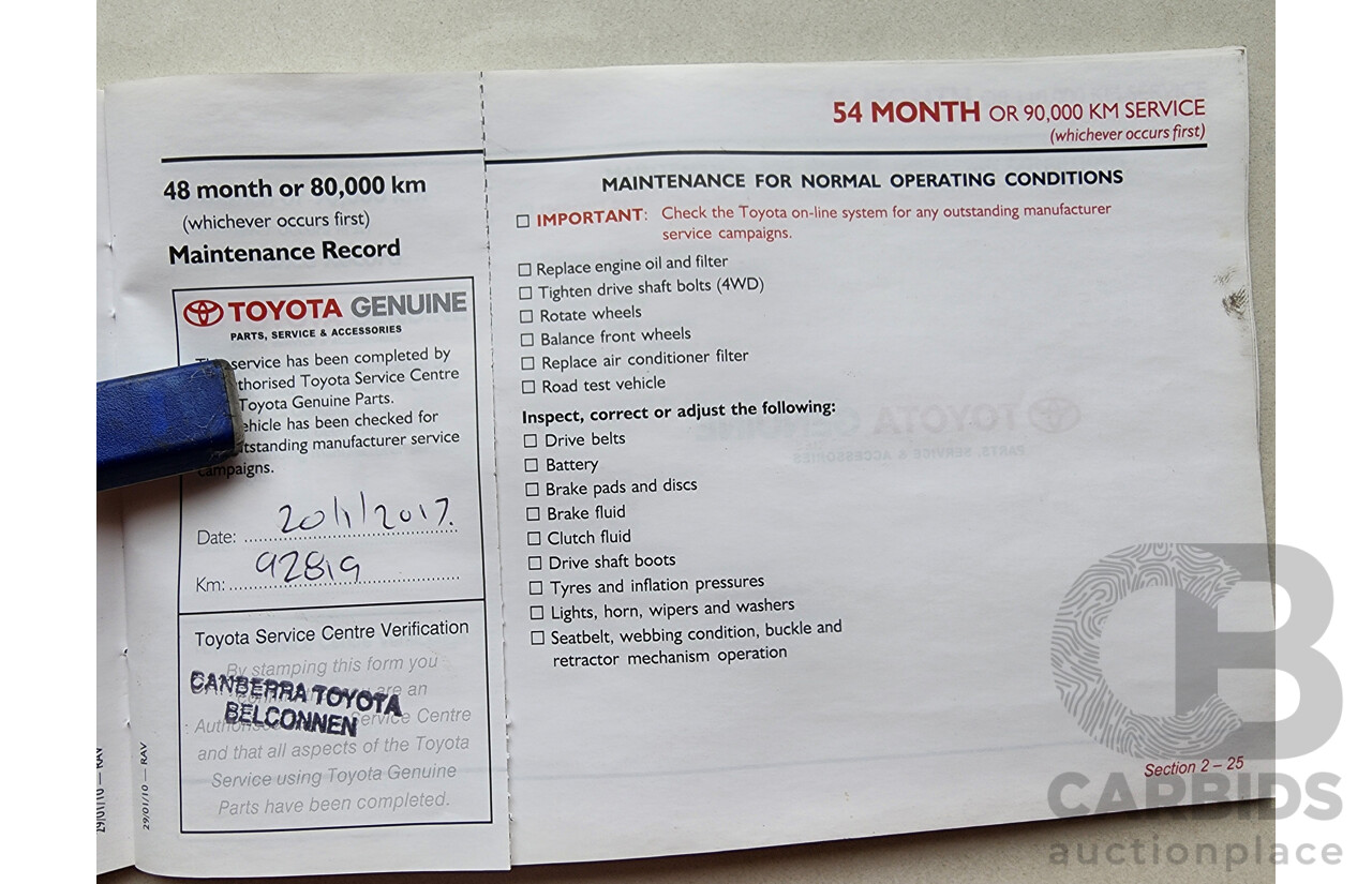 4/2010 Toyota Rav4 CV (4x4) ACA33R 08 UPGRADE 4d Wagon Silver Or Chrome 2.4L