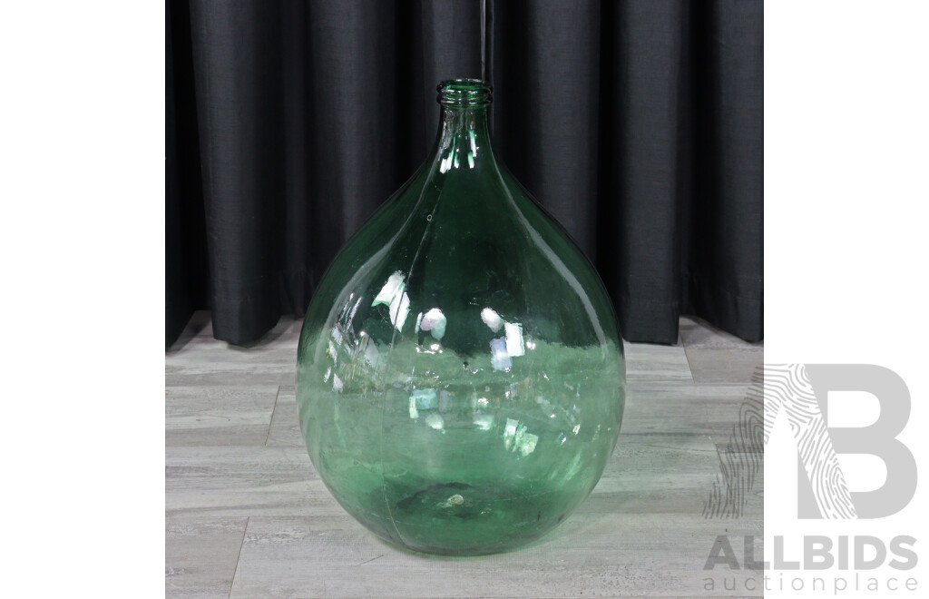 Vintage Green Glass Wine Makers Bottle