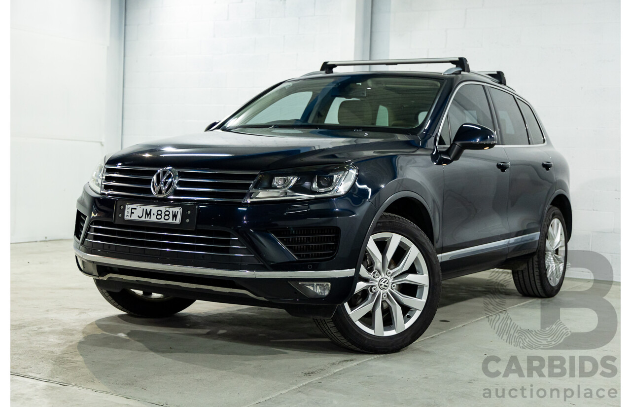 5/2015 Volkswagen Touareg V6 TDI 7P MY15 4d Wagon Moonlight Blue Pearl Turbo Diesel V6 3.0L