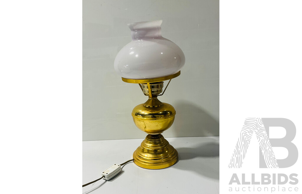 Vintage Corded Electrical Miller Lamp and Glass Shade