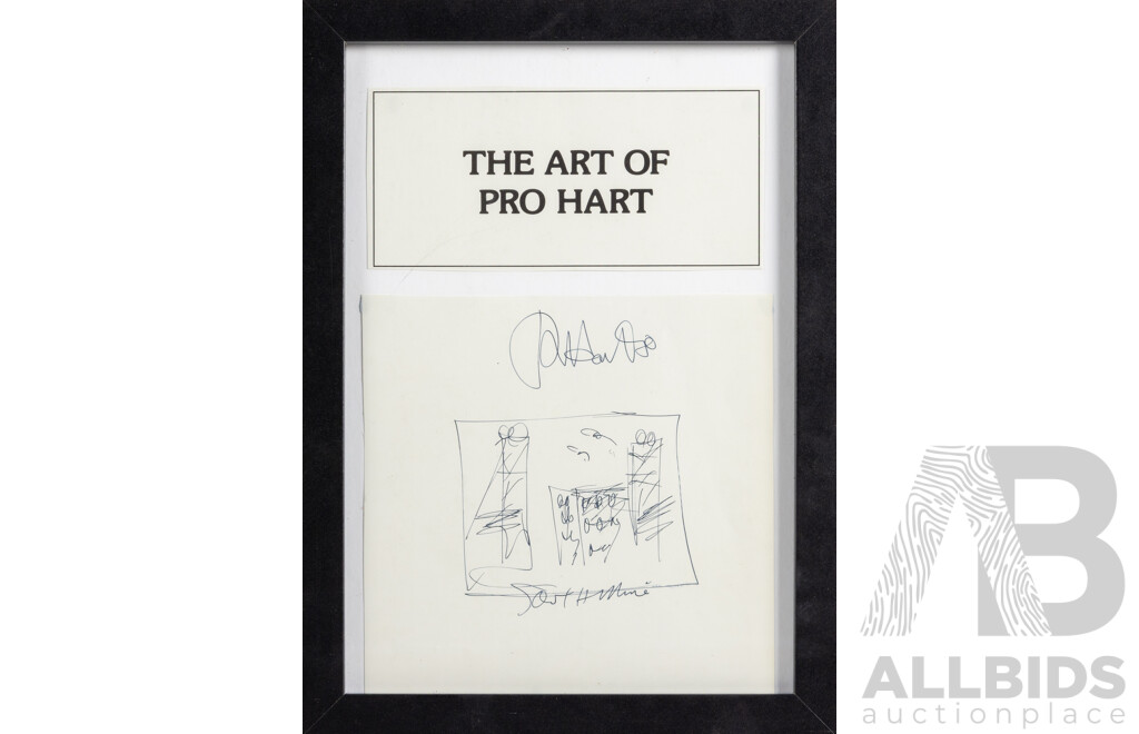 Pro Hart, (20th Century, Australian, 1928-2006), South Mine, Original Signed Pen Sketch, 32 x 23 cm (frame)