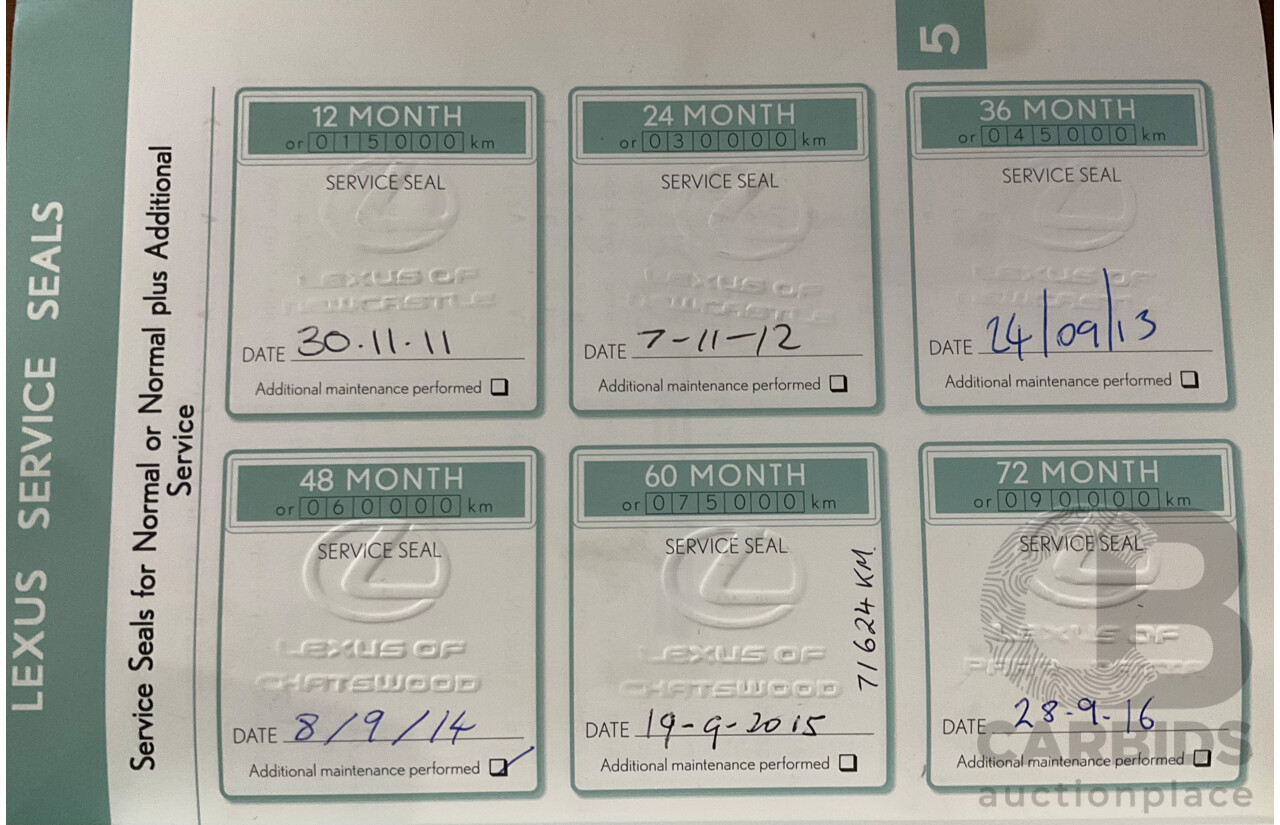 2/2011 Lexus IS350 Prestige GSE21R 4d Sedan Vermillion Red Metallic V6 3.5L