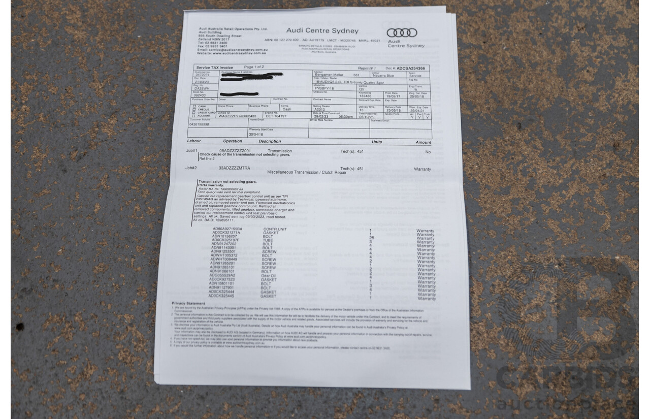 01/2018 Audi Q5 TDI Sport Quattro Ultra (AWD) MY18 4d Wagon Navarra Blue Metallic Turbo Diesel 2.0L