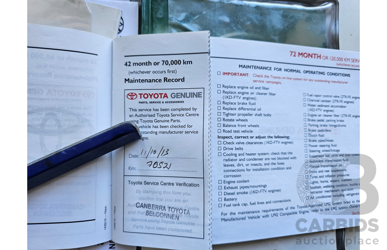 10/2010 Toyota Hiace LWB KDH201R MY11 UPGRADE 4d Van White 3.0L