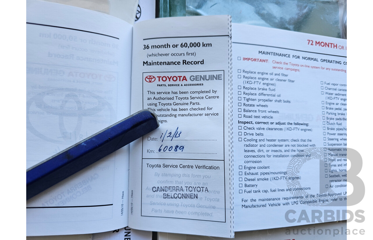 10/2010 Toyota Hiace LWB KDH201R MY11 UPGRADE 4d Van White 3.0L