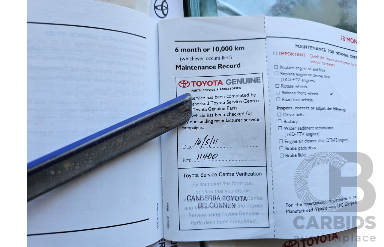 10/2010 Toyota Hiace LWB KDH201R MY11 UPGRADE 4d Van White 3.0L