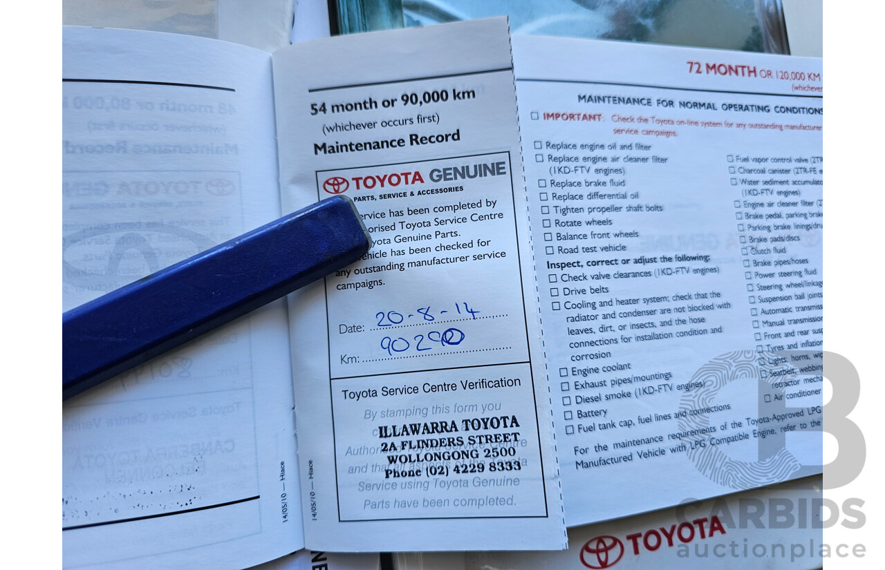 10/2010 Toyota Hiace LWB KDH201R MY11 UPGRADE 4d Van White 3.0L