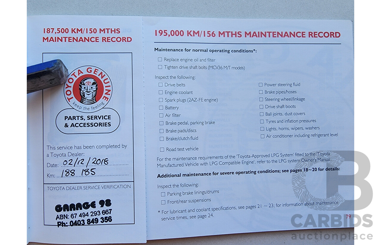 5/2003 Toyota Camry Sportivo MCV36R 4d Sedan Green 3.0L