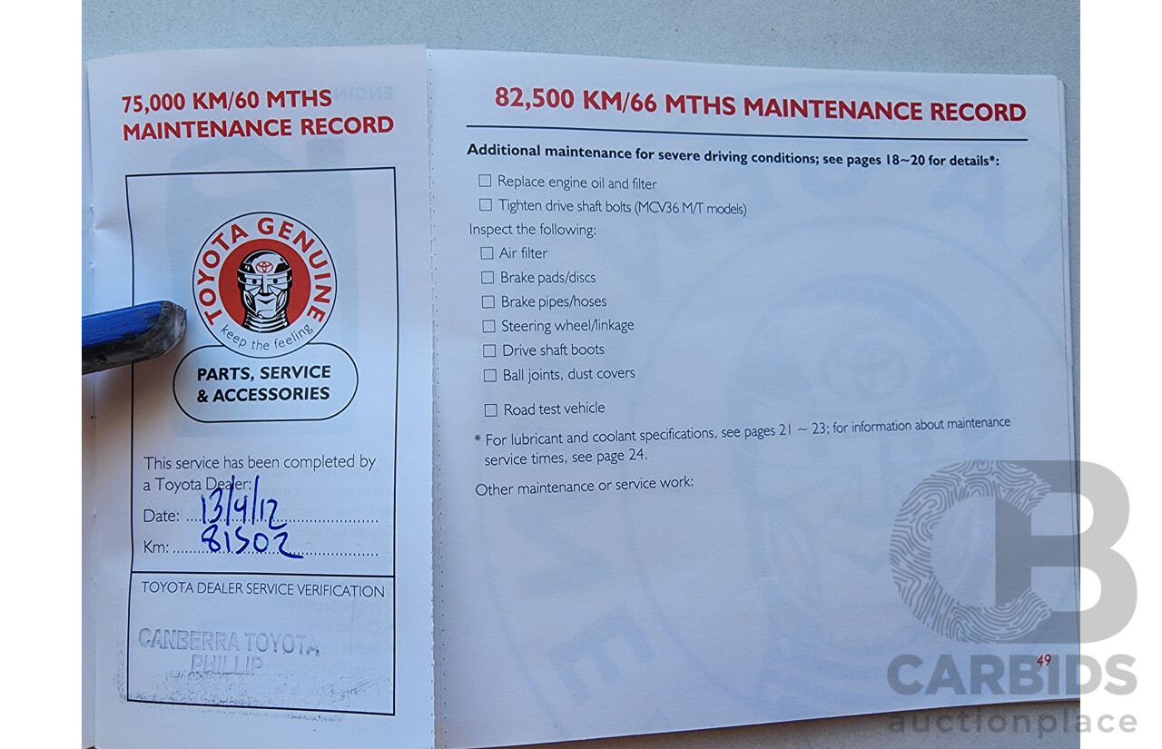 5/2003 Toyota Camry Sportivo MCV36R 4d Sedan Green 3.0L