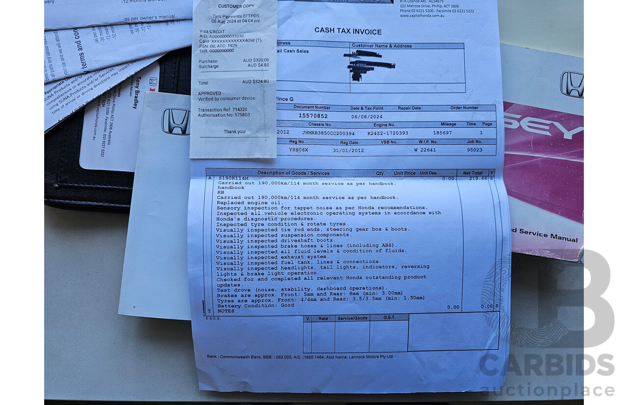 1/2012 Honda Odyssey Luxury RB MY12 4d Wagon Grey 2.4L