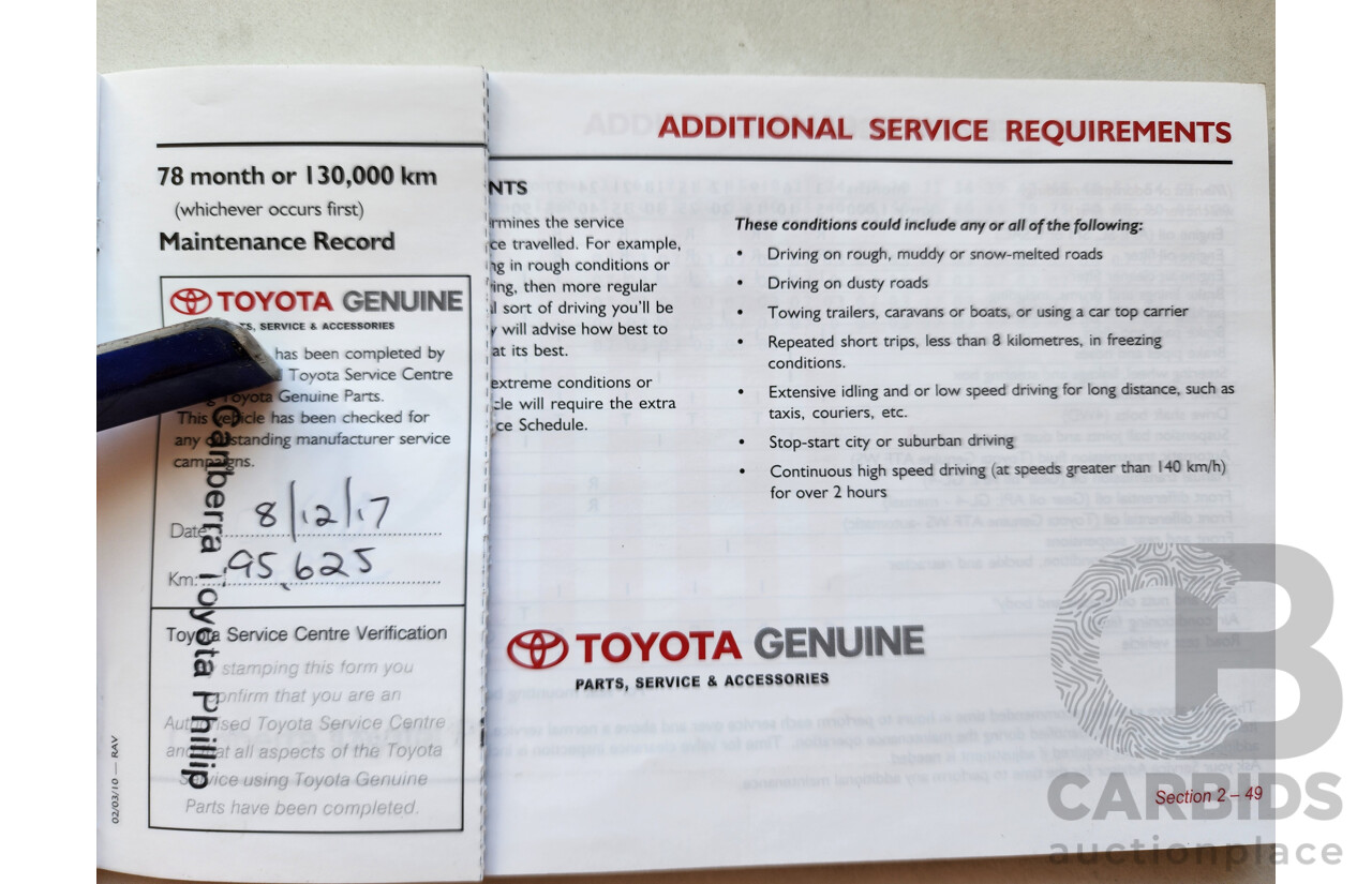 7/2011 Toyota Rav4 CV (2wd) ACA38R 4d Wagon White 2.4L