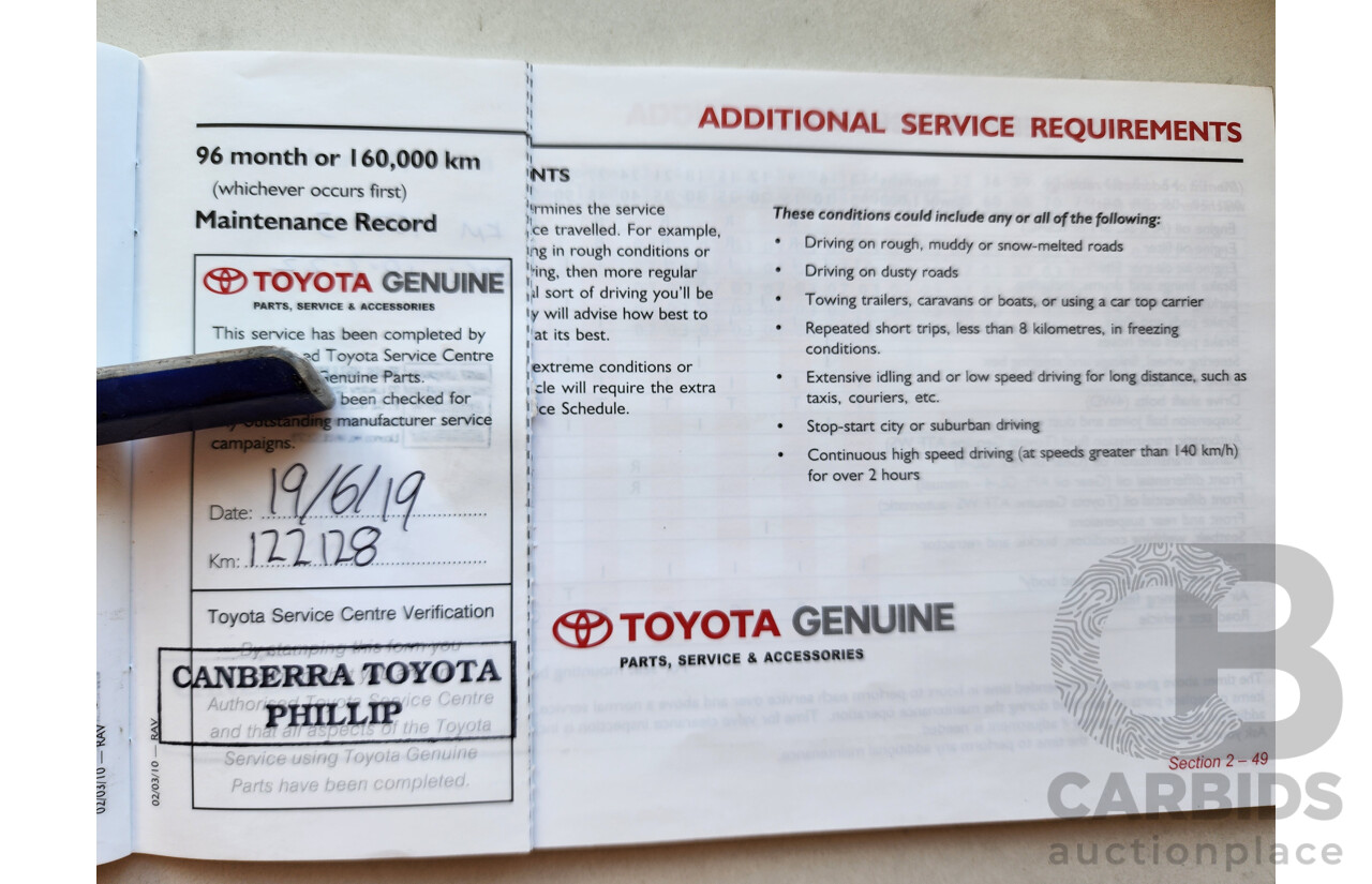 7/2011 Toyota Rav4 CV (2wd) ACA38R 4d Wagon White 2.4L