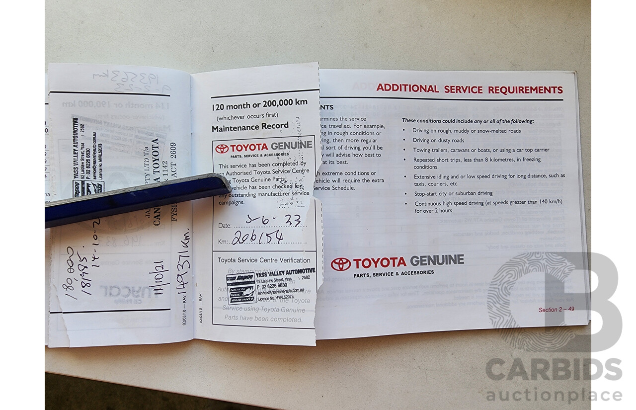 7/2011 Toyota Rav4 CV (2wd) ACA38R 4d Wagon White 2.4L