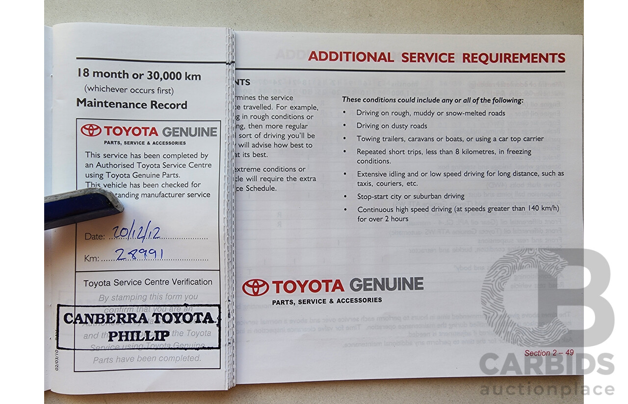 7/2011 Toyota Rav4 CV (2wd) ACA38R 4d Wagon White 2.4L