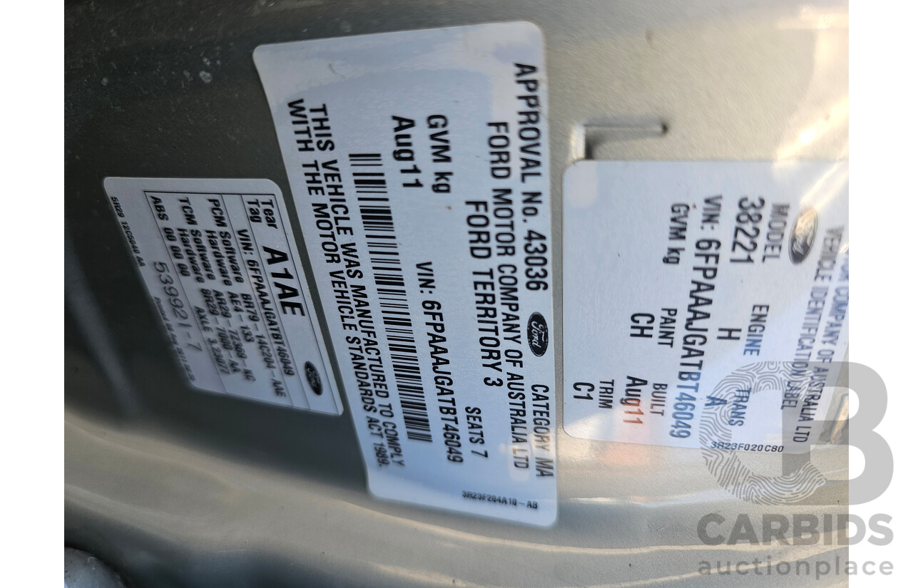 8/2011 Ford Territory TX (rwd) SZ 4d Wagon Gold 4.0L