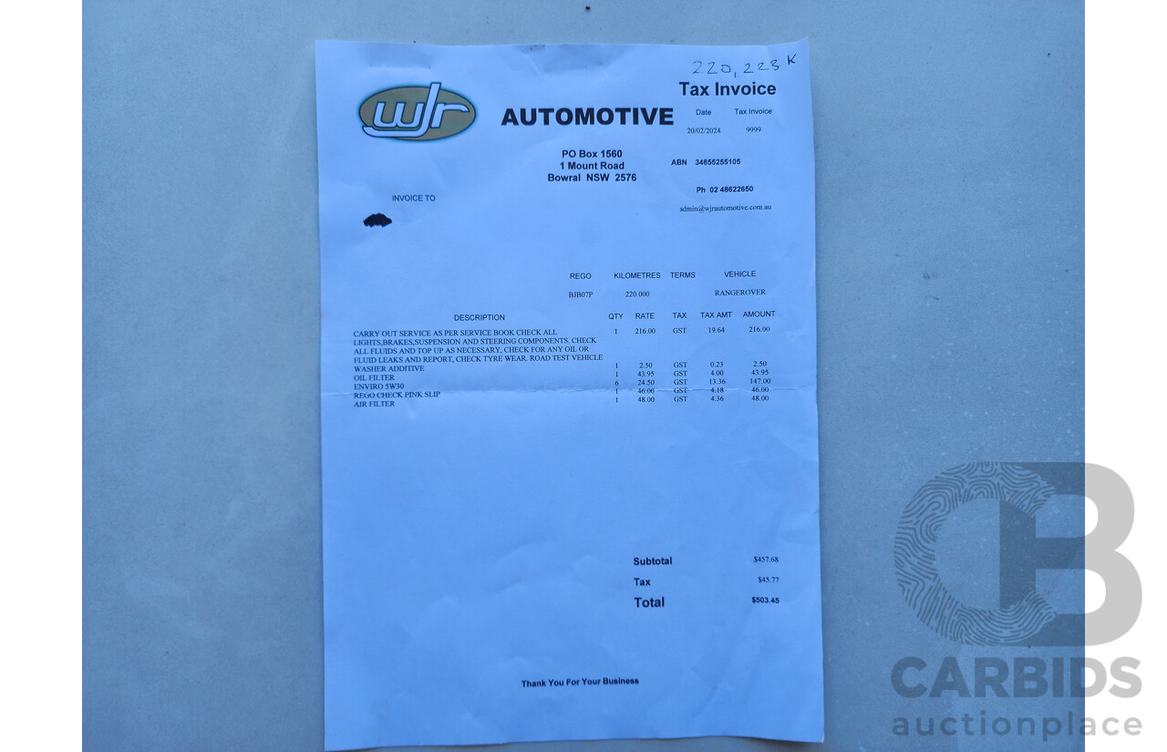 2/2009 Range Rover Range Rover Sport 2.7 TdV6 MY09 4d Wagon Black 2.7L