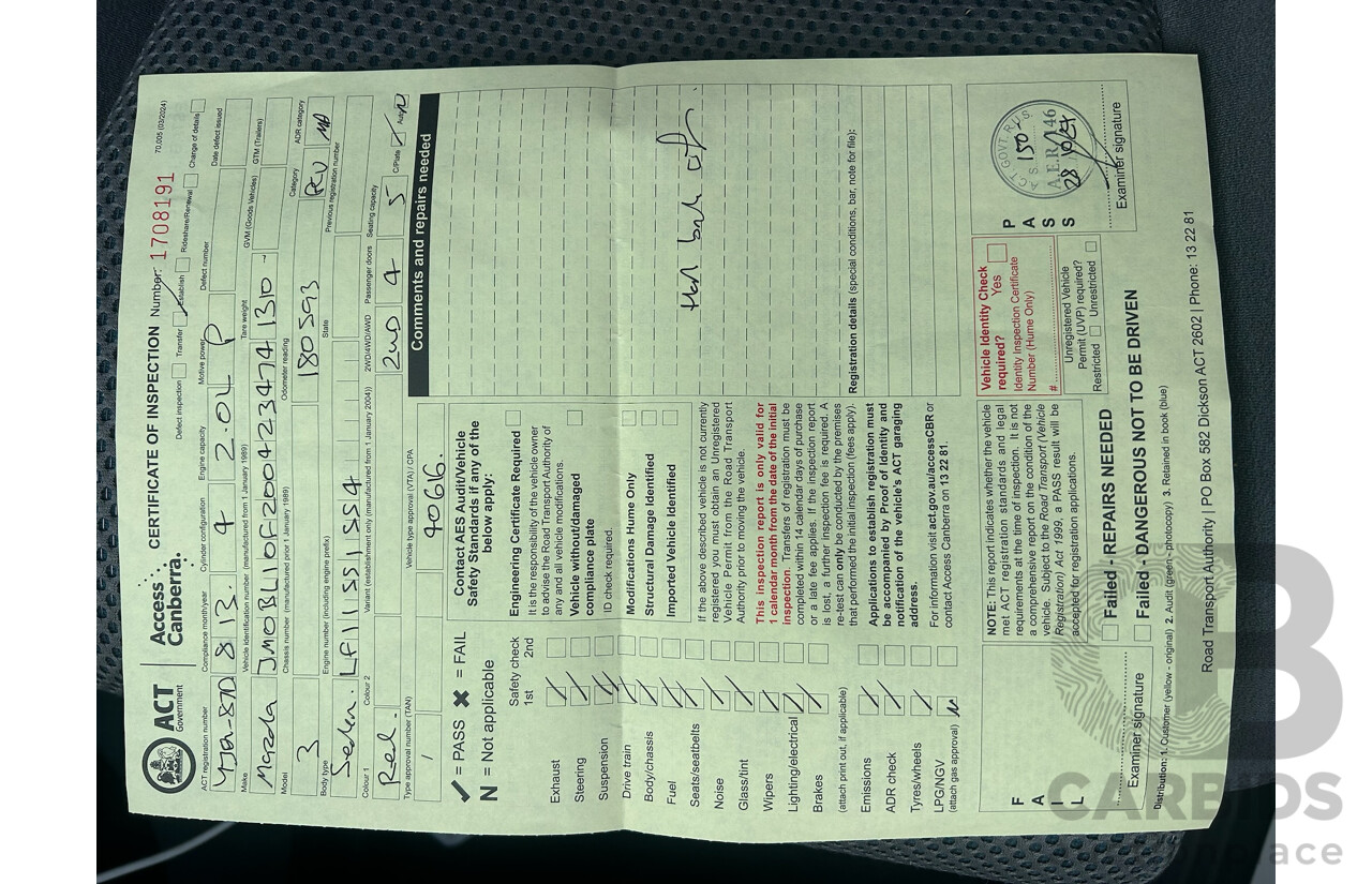 8/2013 Mazda Mazda3 NEO BL MY13 5d Hatchback Red 2.0L