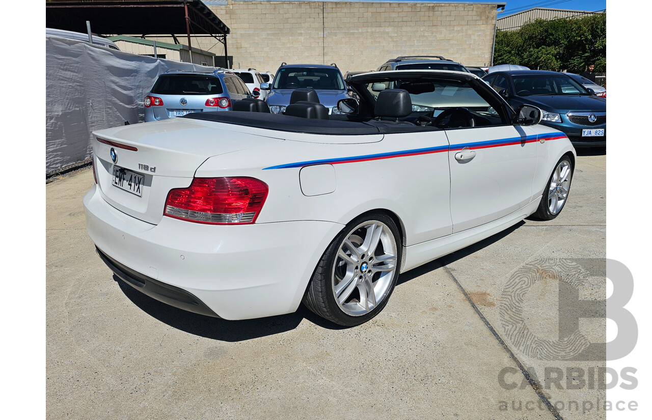 6/2010 BMW 118d E88 MY09 2d Convertible White 2.0L