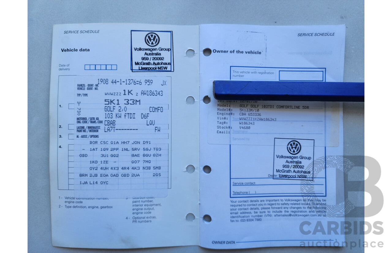 1/2010 Volkswagen Golf 103 TDI Comfortline 1K MY10 5d Hatchback Silver Or Chrome 2.0L