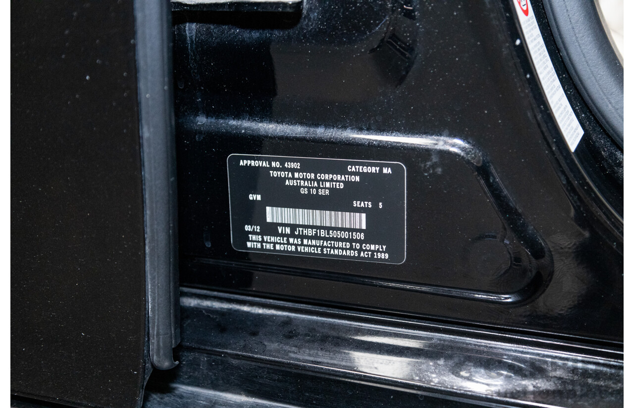 3/2012 Lexus GS250 Sport Luxury GRL11R 4d Sedan Metalic Black V6 2.5L