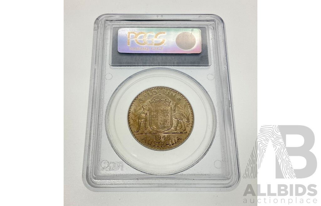 Australian 1945 Silver Florin, PCGS MS61