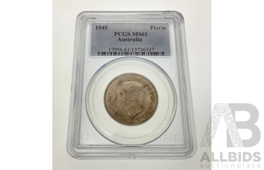 Australian 1945 Silver Florin, PCGS MS61