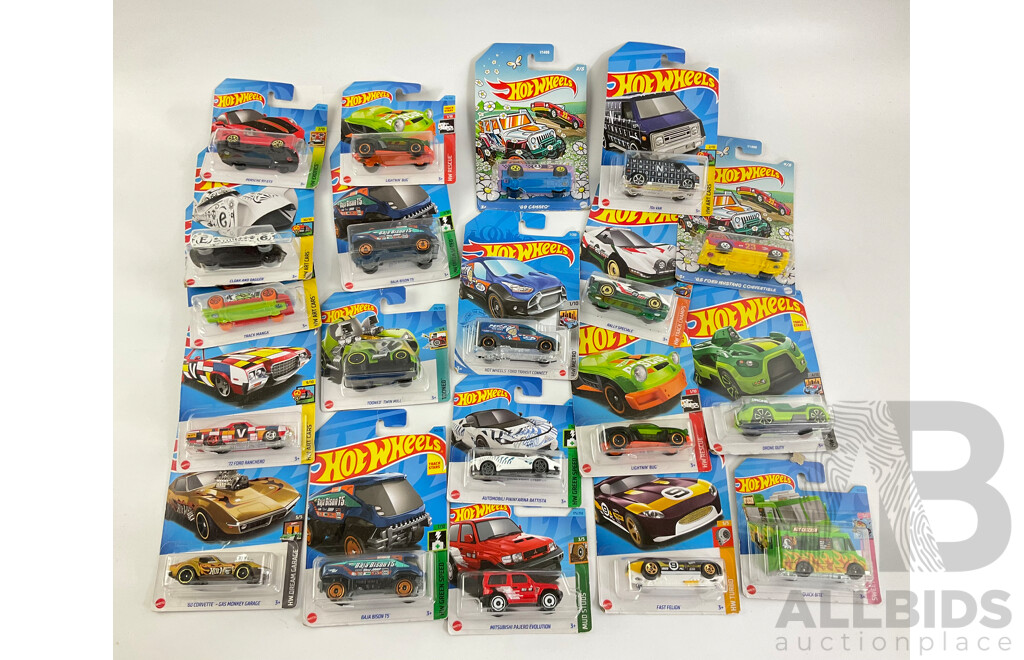 Twenty Boxed Hot Wheels Including HW Turbo, HW Dream Garage, Mud Studs, HW Art Cars, Tooned