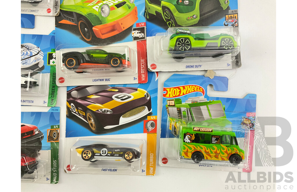Twenty Boxed Hot Wheels Including HW Turbo, HW Dream Garage, Mud Studs, HW Art Cars, Tooned