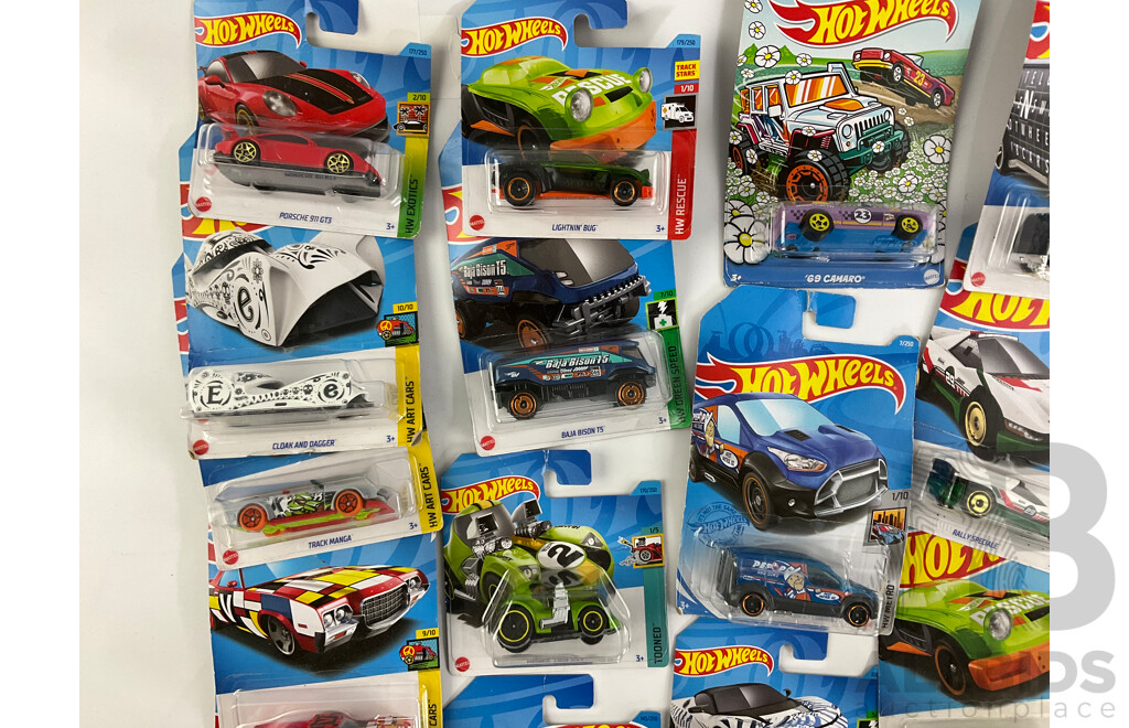 Twenty Boxed Hot Wheels Including HW Turbo, HW Dream Garage, Mud Studs, HW Art Cars, Tooned