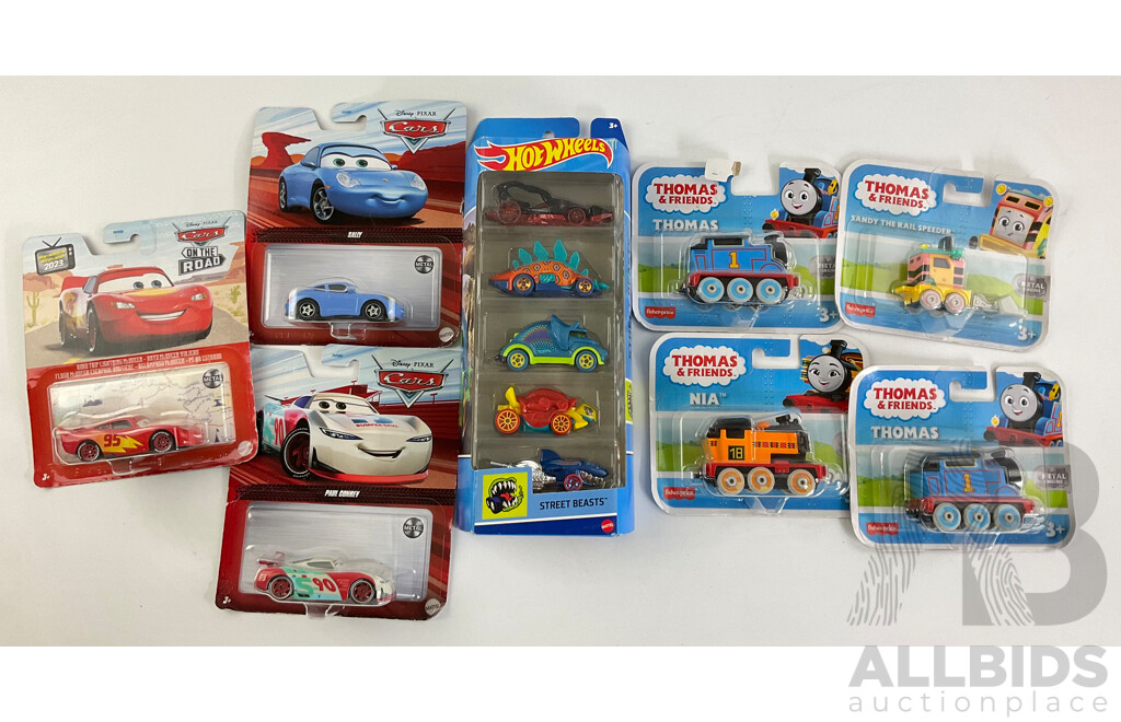Boxed Hot Wheels Street Beasts, Thomas the Tank and Pixar Cars